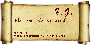 Háromszéki Girót névjegykártya